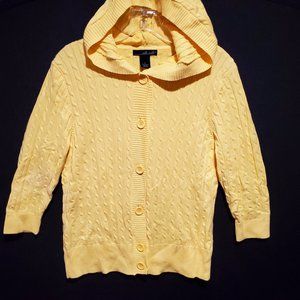 Willi Smith Yellow Knit Hoodie Cardigan Size L